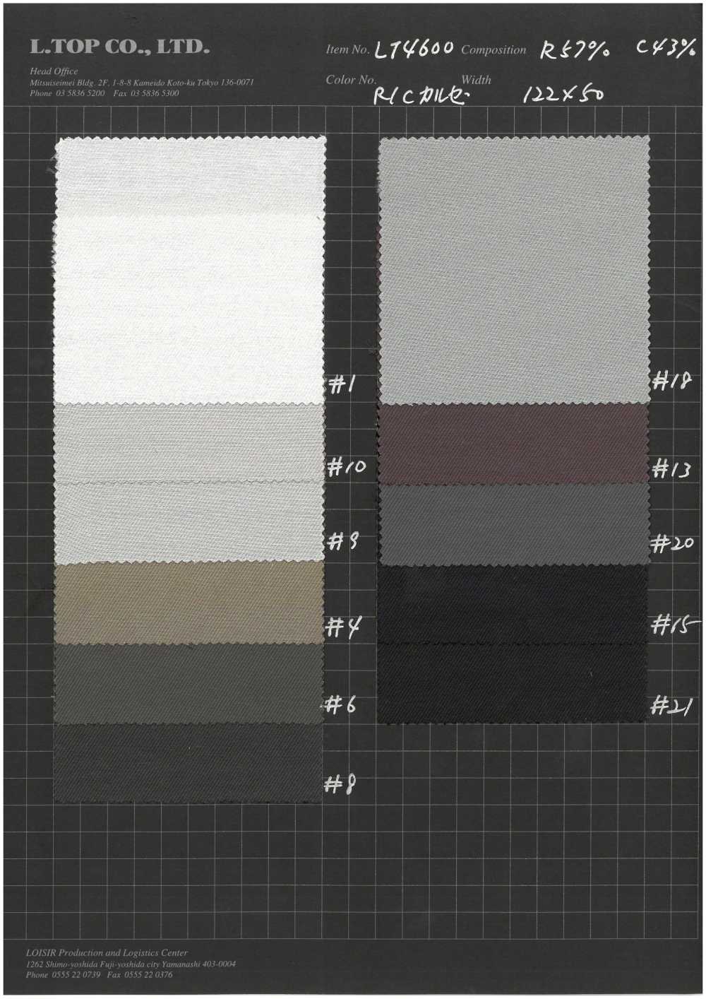 LT4600 Rayon Cotton Kersey Lining L-top(LOISIR)/Okura Shoji Co., Ltd ...