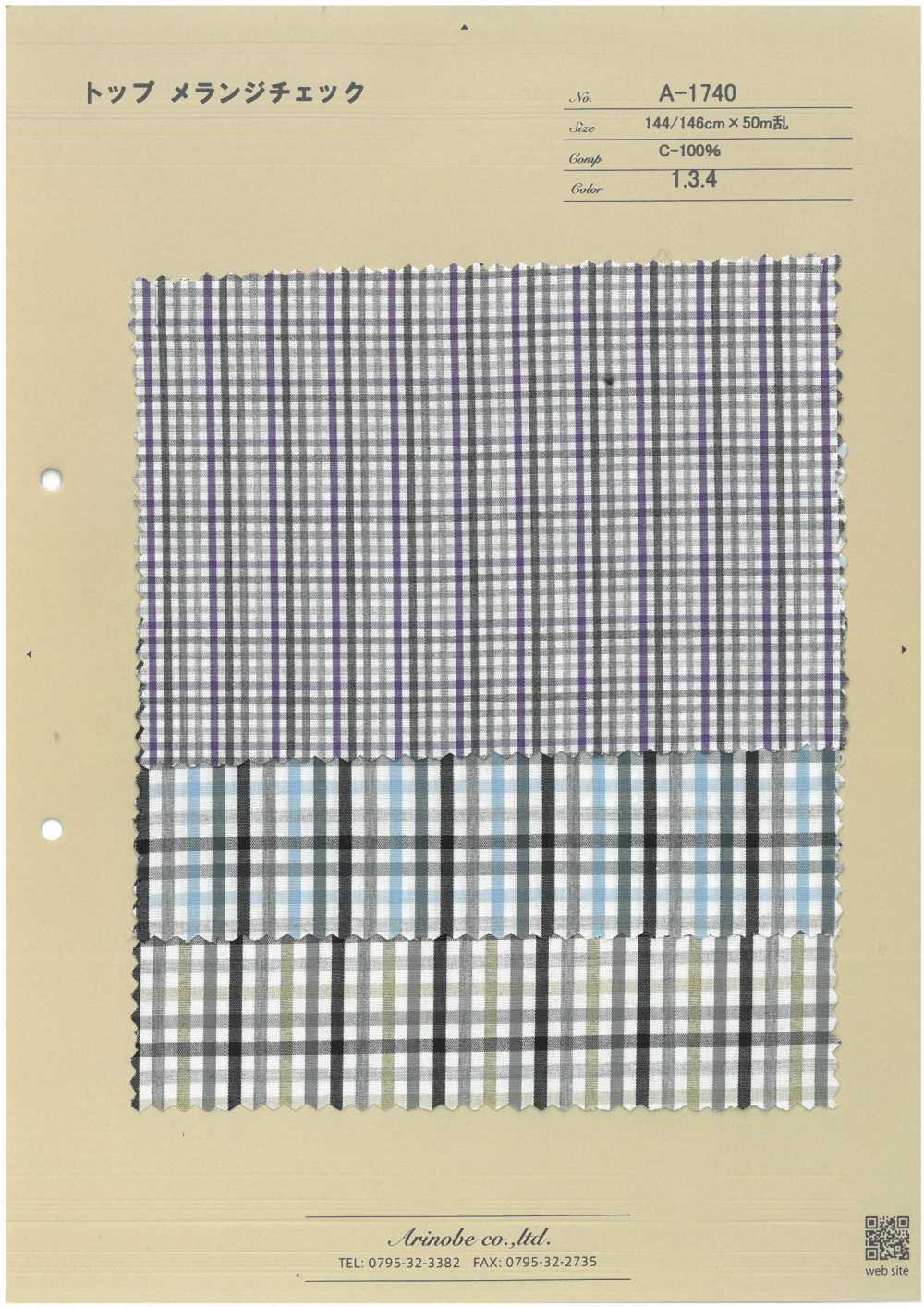 A-1740 Top Melange Check[Textile / Fabric] Ariyoshi Shoten