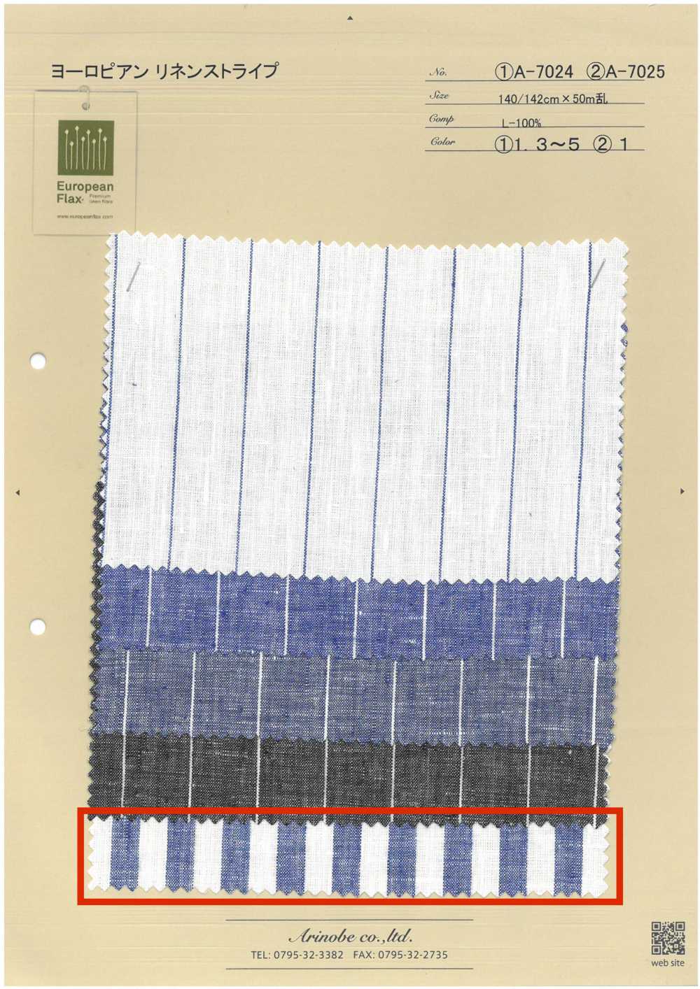 A-7025 European Linen Stripes[Textile / Fabric] ARINOBE CO., LTD.