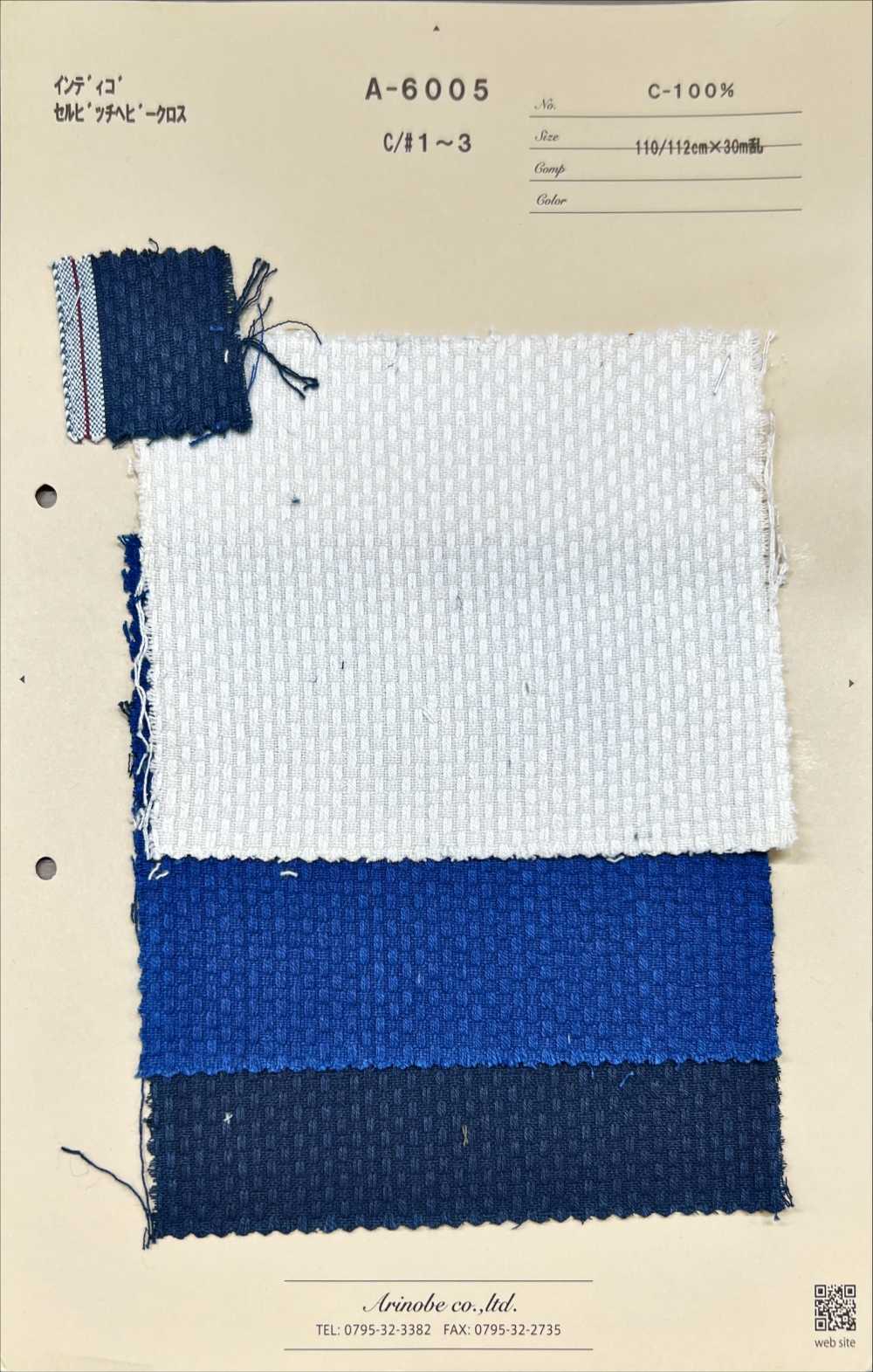 A-6005 Indigo Selvedge Heavy Cloth[Textile / Fabric] ARINOBE CO., LTD.