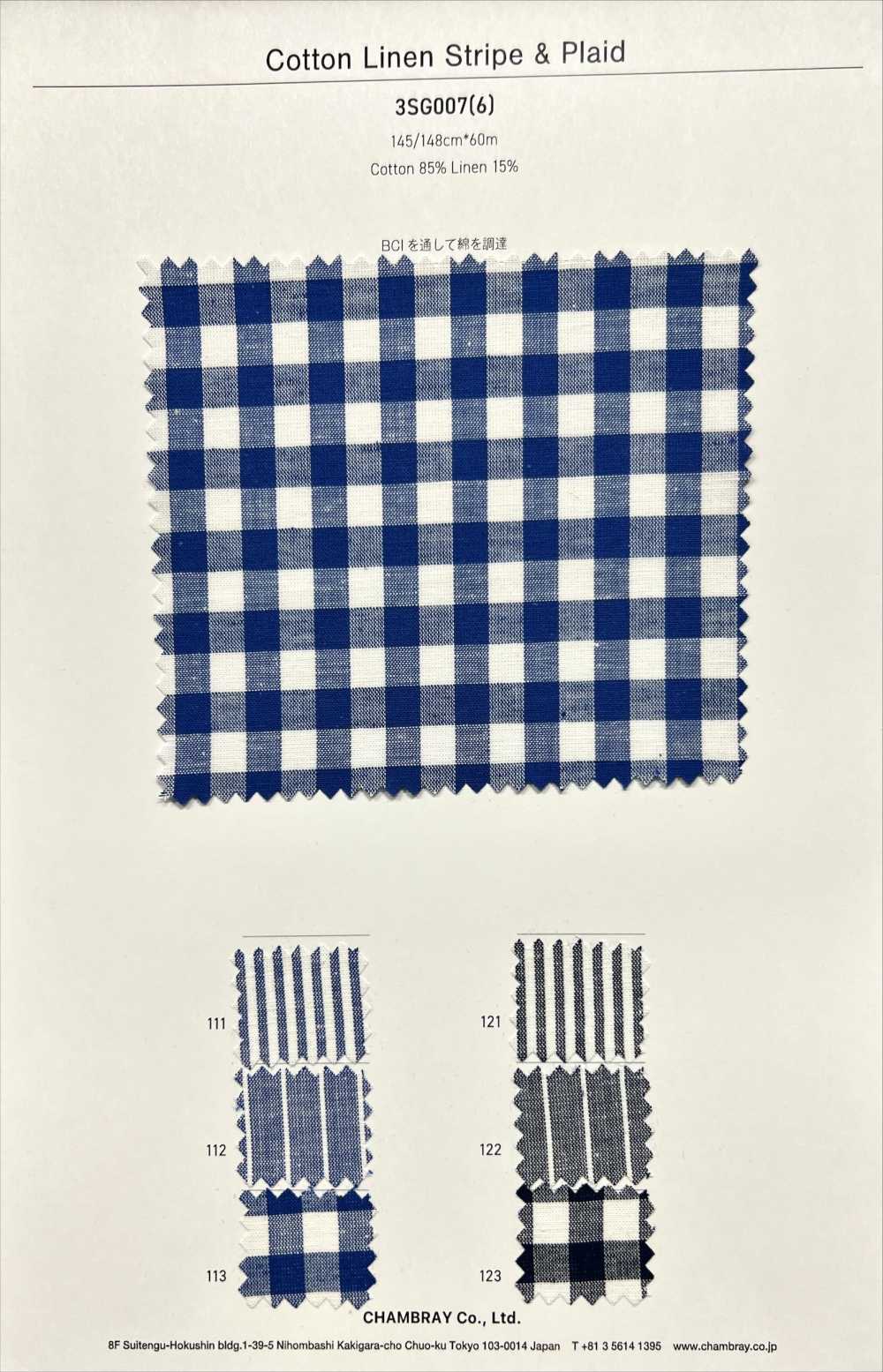 3SG007(6) Cotton Linen Stripe & Plaid[Textile / Fabric]