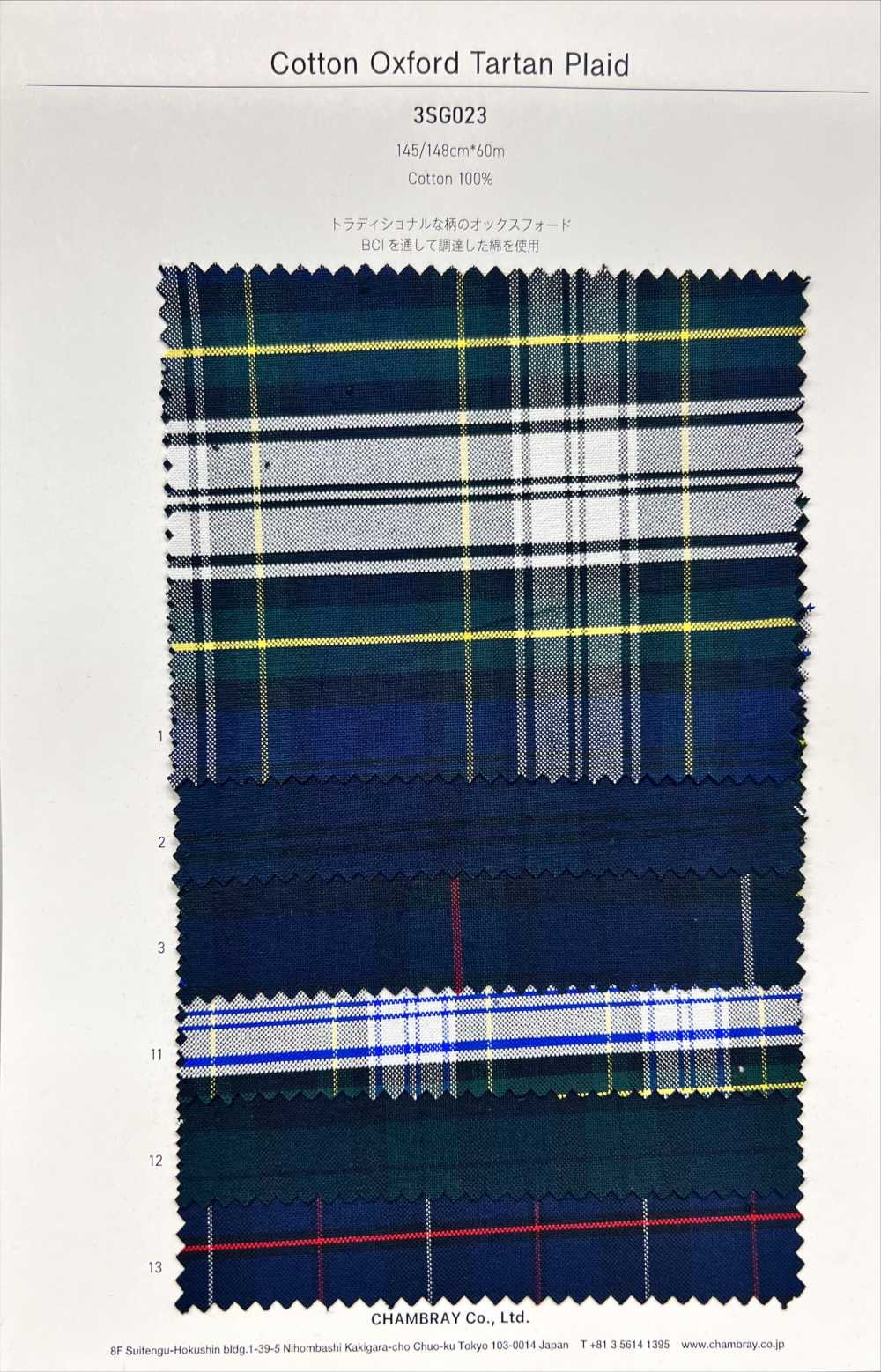 3SG023 Cotton Oxford Tartan Plaid[Textile / Fabric]