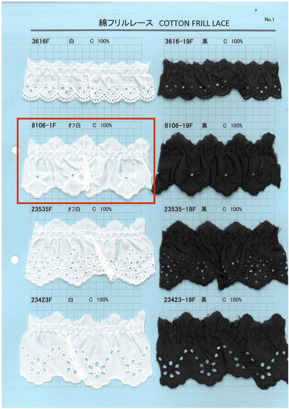 8106-1F Cotton Ruffle Lace Kyowa Lace