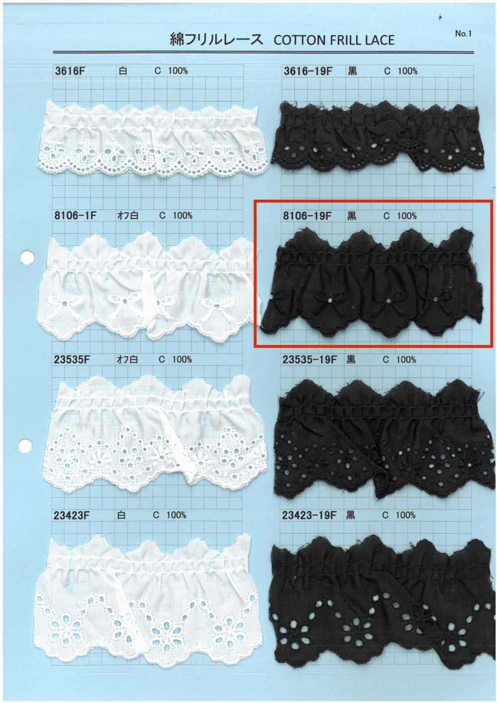 8106-19F Cotton Ruffle Lace Kyowa Lace