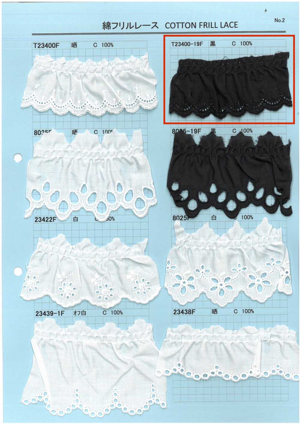 T23400-19F Cotton Ruffle Lace Kyowa Lace