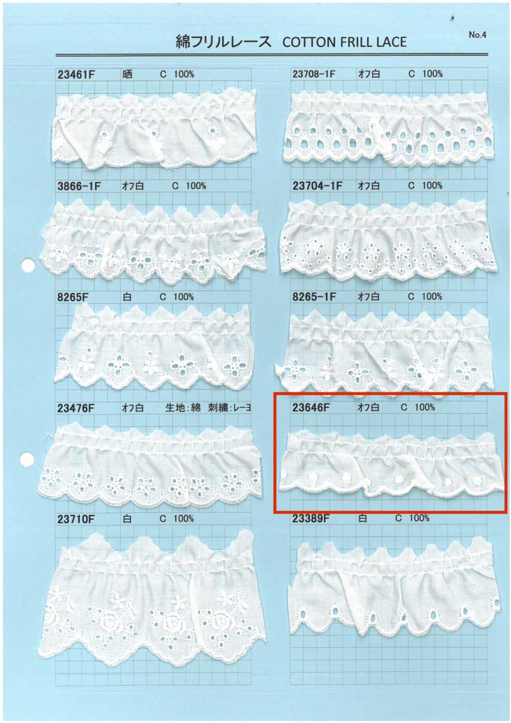 23646F Cotton Ruffle Lace Kyowa Lace