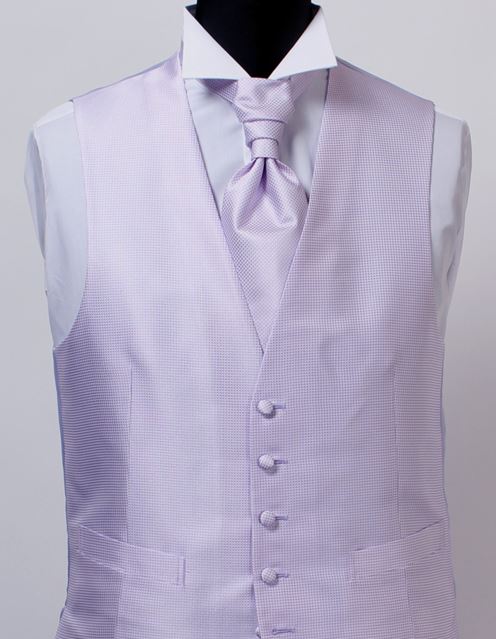 V-803 Formal Vest In Silk Jacquard Check And Lavender[Formal Accessories] Yamamoto(EXCY)