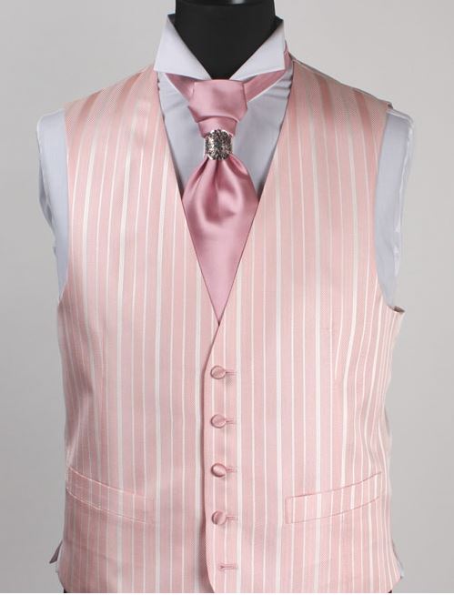 V-987PI Formal Vest In Silk Jacquard Stripes In Pink[Formal Accessories] Yamamoto(EXCY)