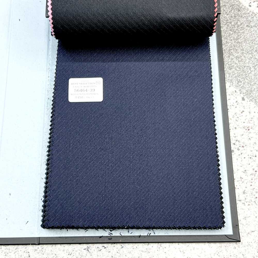 56464-39 25SS BEST SELECTION [FANCY WORSTED] Fancy Worsted Dark Blue Shadow Bias Stripe[Textile] Kunishima Co., Ltd.