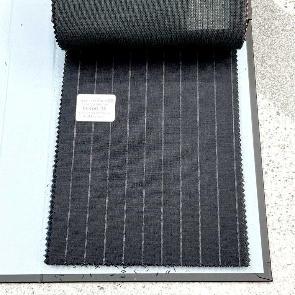 95406-28 25SS BEST SELECTION [FANCY WORSTED] Fancy Worsted Dark Navy Chalk Stripe[Textile] Kunishima Co., Ltd.