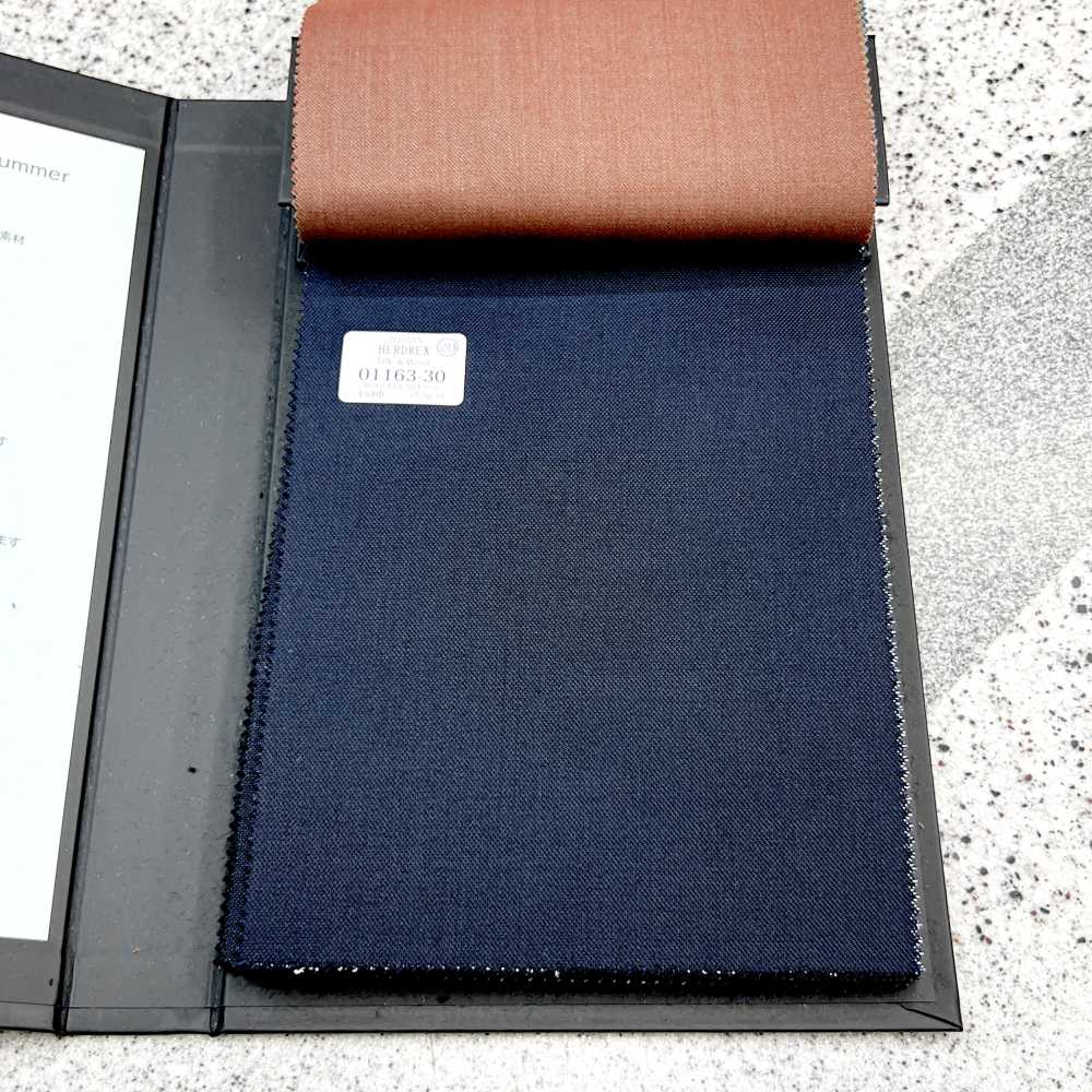 01163-30 25SSHERDREX [Silk &Wool] Silk And Wool, Navy No Pattern[Textile] Kunishima Co., Ltd.