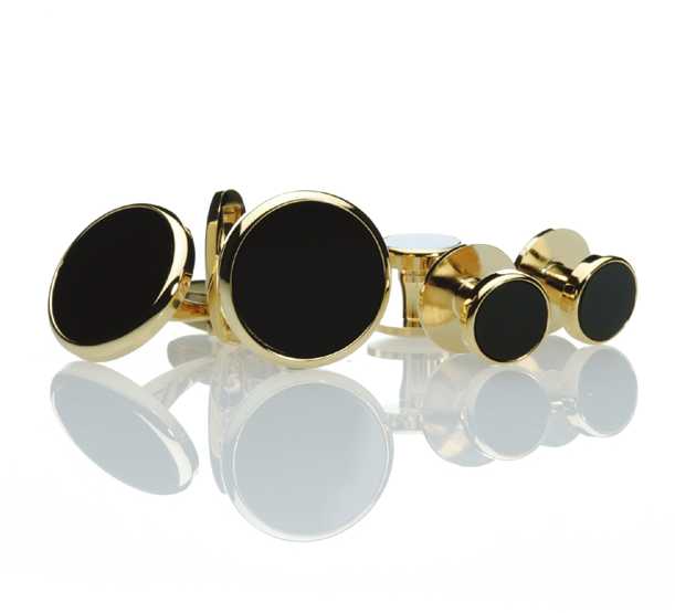 F-1 Formal Cuffs &amp; Studs Set Onyx Gold Round[Formal Accessories] Yamamoto(EXCY)