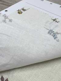 8025-1790-1 Linen Loomstate Sheeting With Embroidered Flying Flowers[Textile / Fabric] HOKKOH Sub Photo