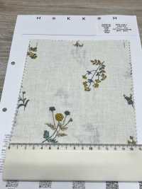 8025-1790-1 Linen Loomstate Sheeting With Embroidered Flying Flowers[Textile / Fabric] HOKKOH Sub Photo