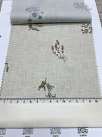 8025-1790-1 Linen Loomstate Sheeting With Embroidered Flying Flowers[Textile / Fabric] HOKKOH Sub Photo