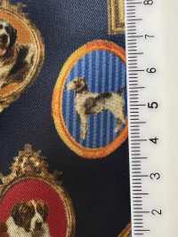 URJ-078 Made In Italy 100% Cupra Printed Lining Picture Frame Dog Navy TCS Sub Photo