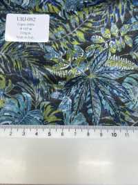 URJ-082 Made In Italy 100% Cupra Printed Lining Botanical Blue X Green TCS Sub Photo