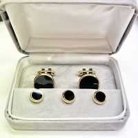 F-1 Formal Cuffs &amp; Studs Set Onyx Gold Round[Formal Accessories] Yamamoto(EXCY) Sub Photo